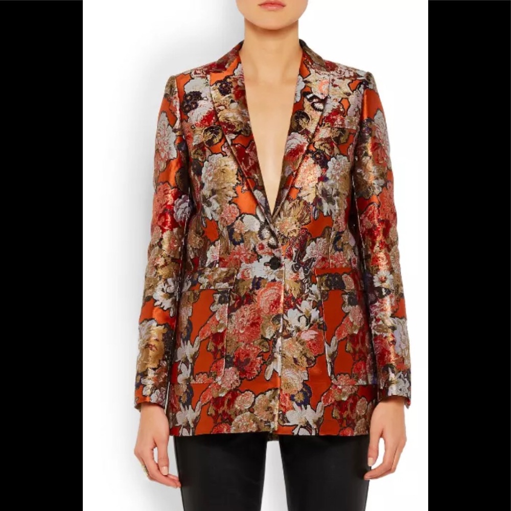 NWOT Givenchy Red Floral-Jacquard Blazer US 2